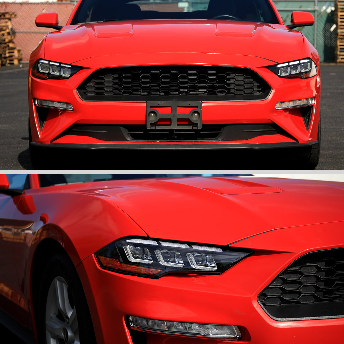 Spec-D 18-23 Mustang Pro Headlights SEQ with Start-Up Animation Black