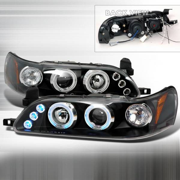 Spec-D 93-97 Toyota Corolla Halo Projector Headlights Black