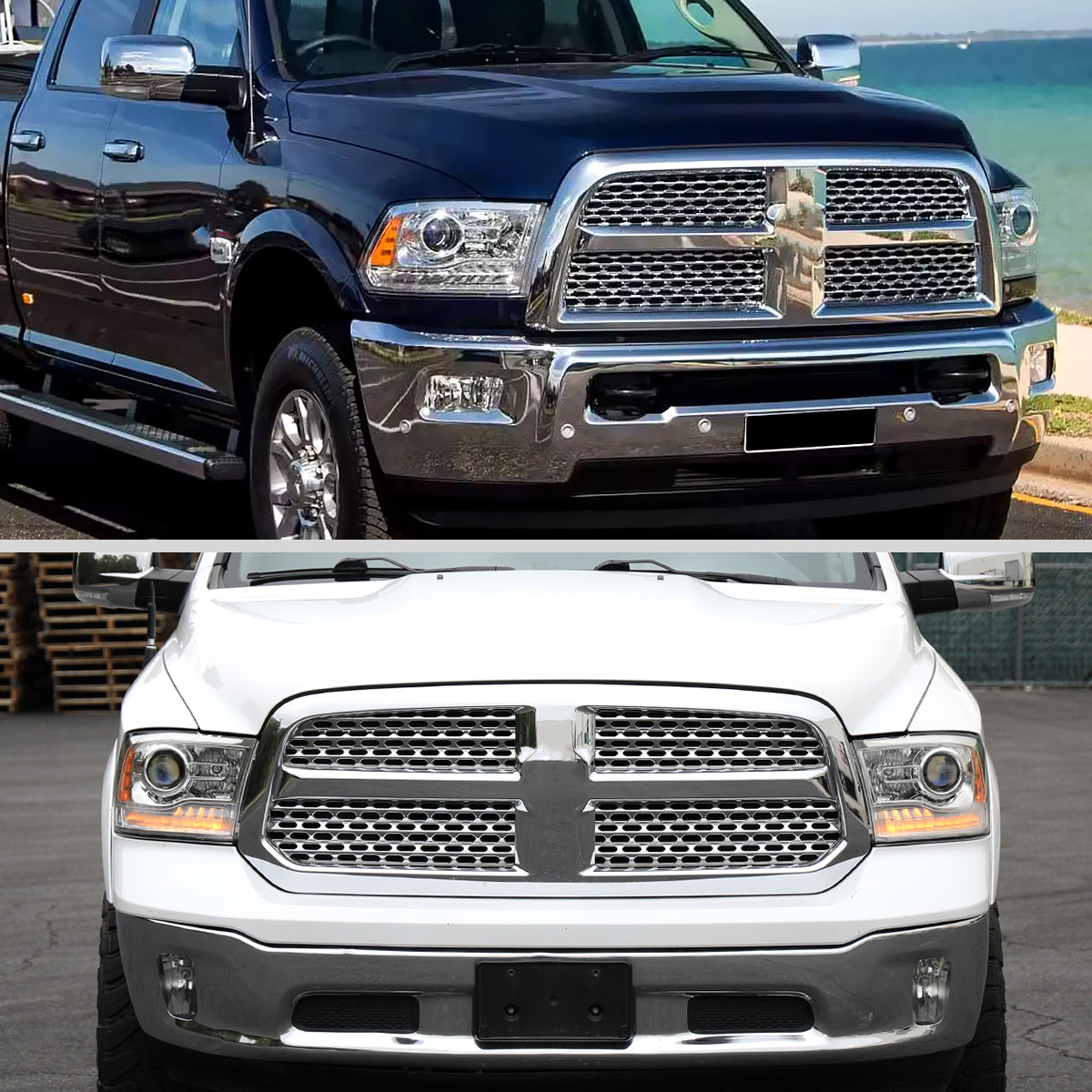Spec-D 13-18 Ram 1500 2500 3500 Headlights LED Bar Chrome