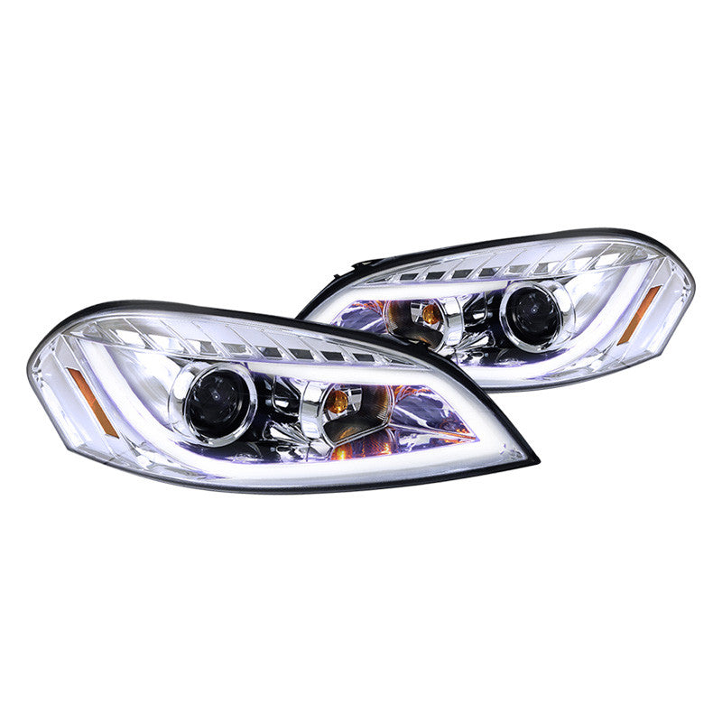 Spec-D 06-16 Chevy Impala Headlights LED Bar Projector Chrome/Clear