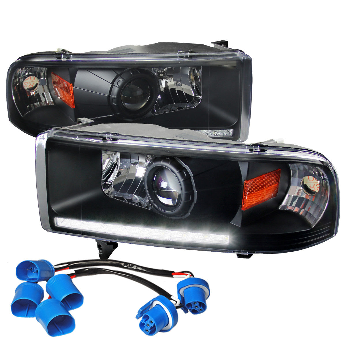 Spec-D 94-02 Dodge Ram Projector Headlights Matte Black/Clear