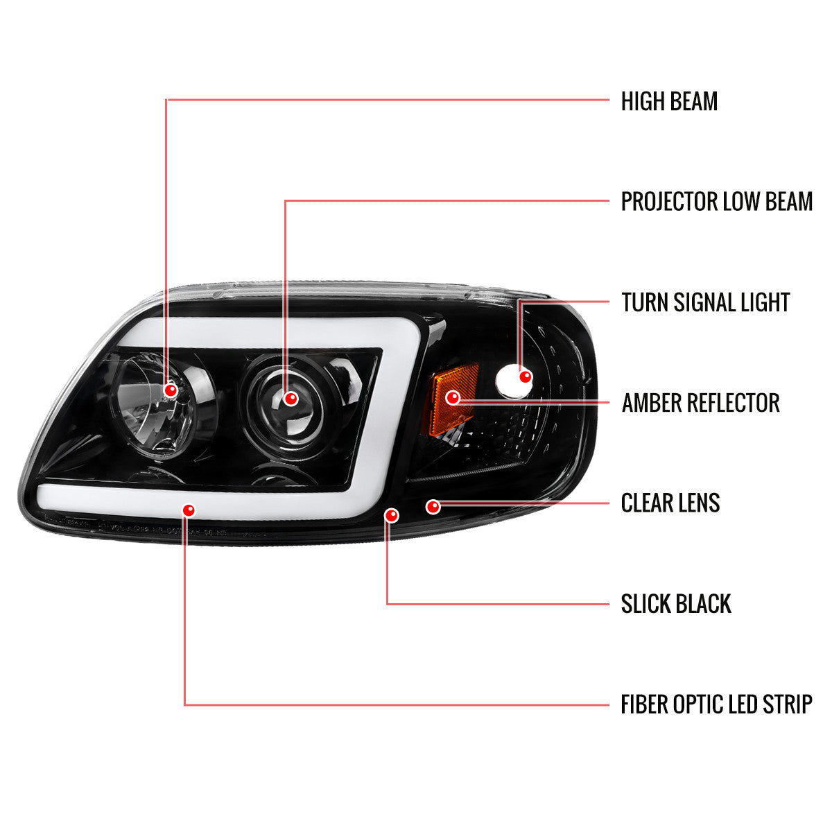 Spec-D 97-04 F-150/Expedition Headlights LED C-Bar Black/Clear