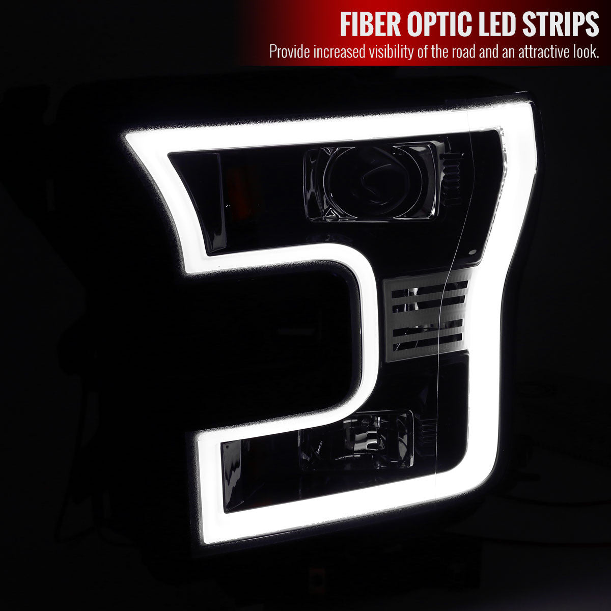 Spec-D 15-17 Ford F150 Projector Headlights LED Bar Black