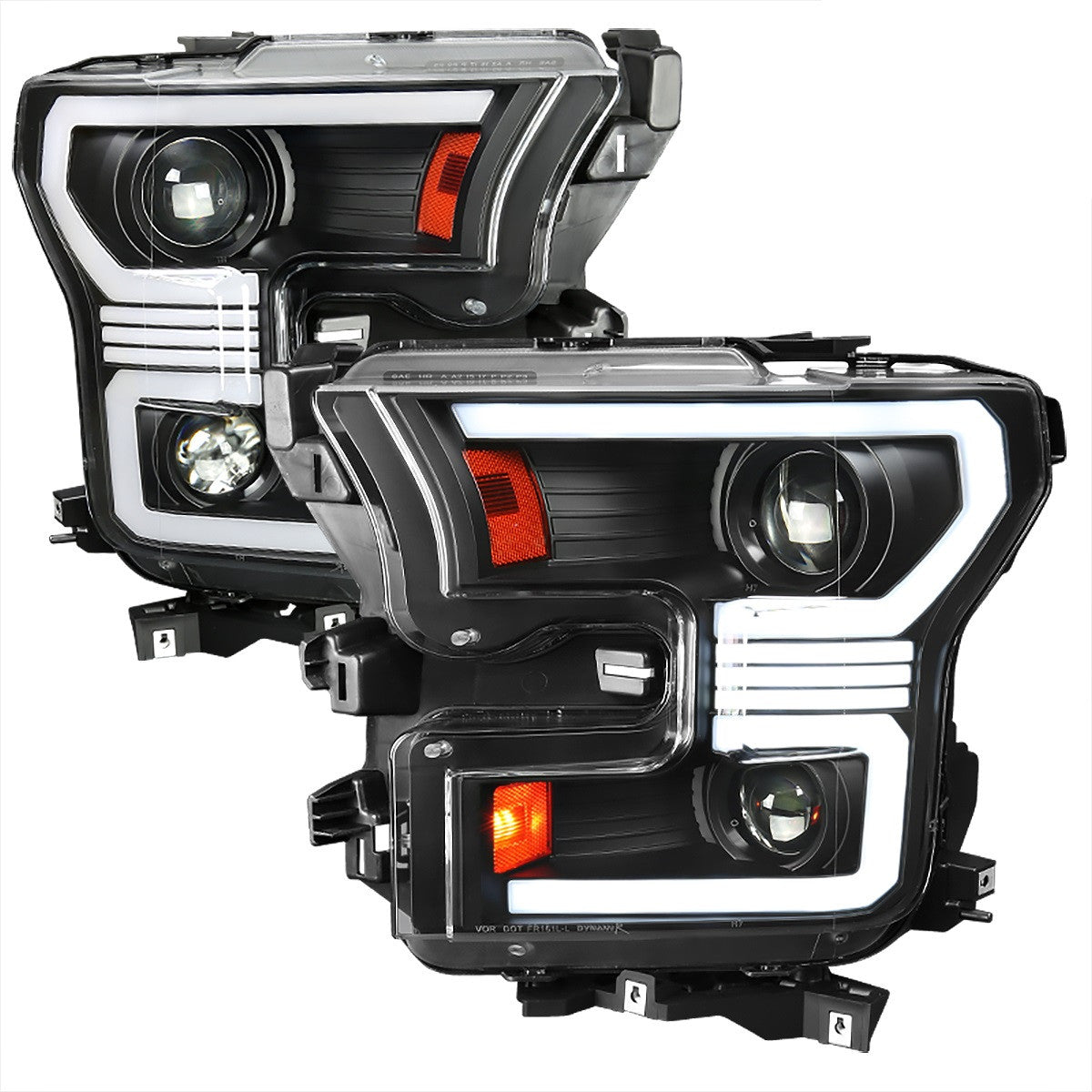 Spec-D 15-17 Ford F150 Projector Headlights Sequential LED Black