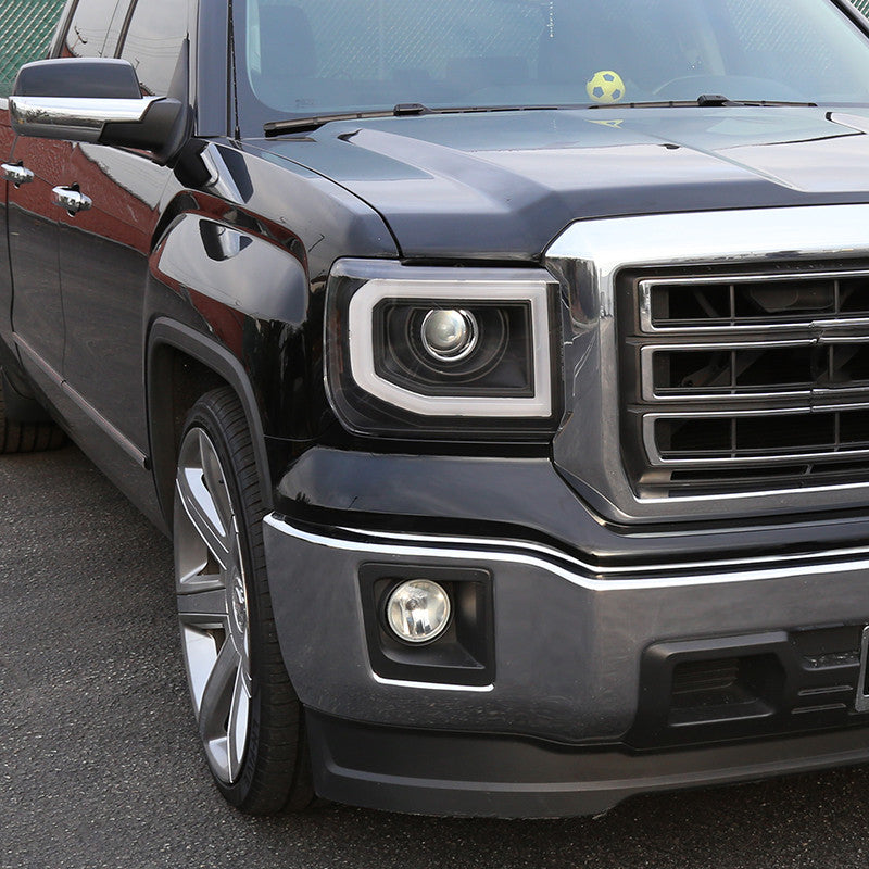 Spec-D 14-19 GMC Sierra LED Bar Projector Headlights Black/Clear