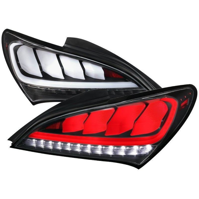 Spec-D 10-15 Hyundai Genesis 2DR LED SEQ Tail Lights Matte Black