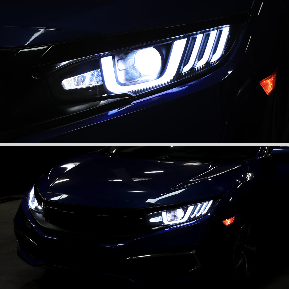 Spec-D 16-21 Honda Civic Headlights LED Switchback Sequential Black