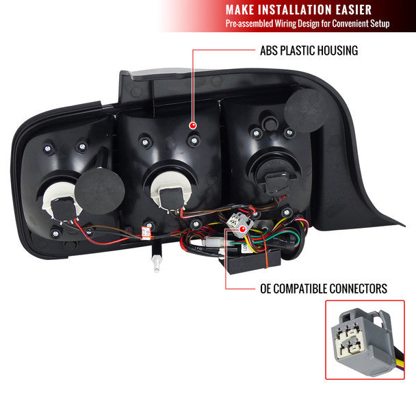 Spec-D 05-09 Ford Mustang Tail Lights LED Sequential Black/Smoked