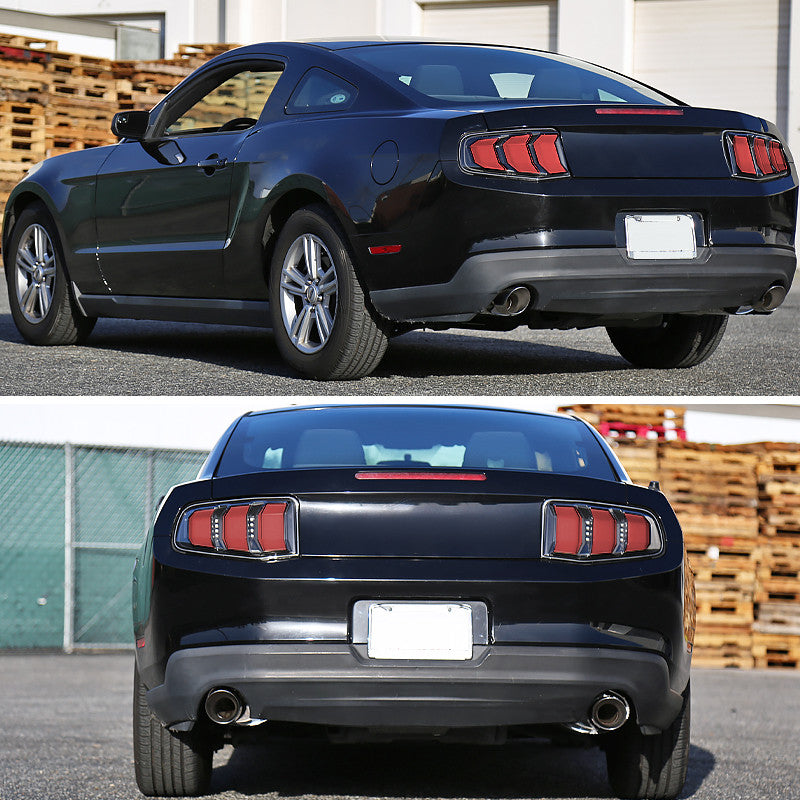 Spec-D 10-12 Ford Mustang LED Tail Lights Red/ white Bar