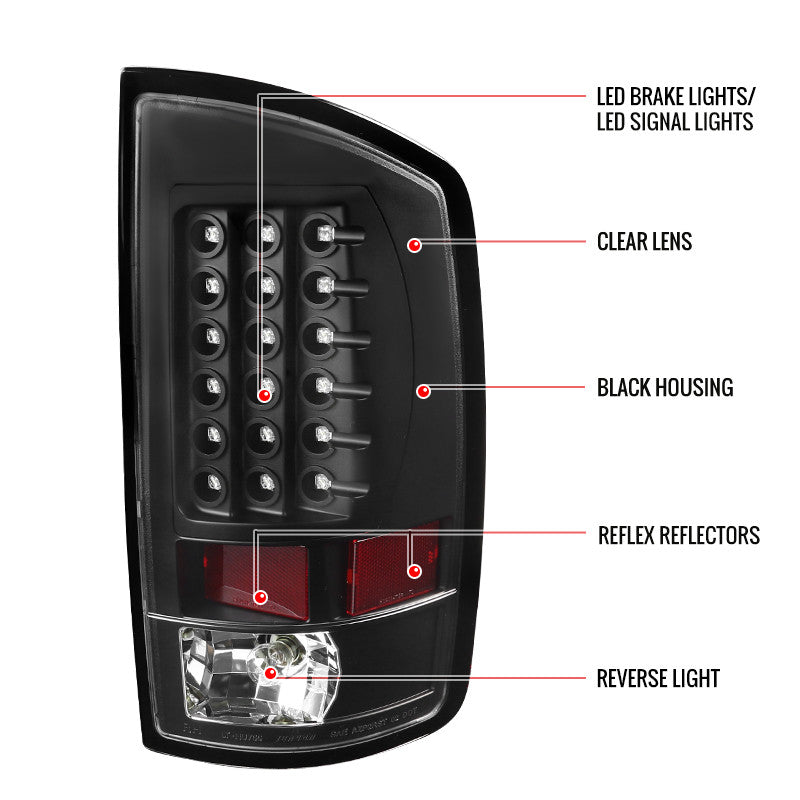 Spec-D 02-06 Dodge Ram 1500 2500 3500 LED Tail Lights Black
