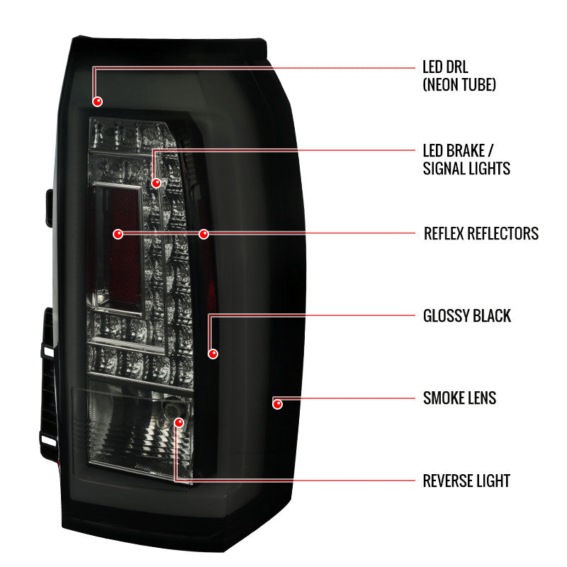 Spec-D 15-20 Chevrolet Tahoe LED Tail Lights Glossy Black