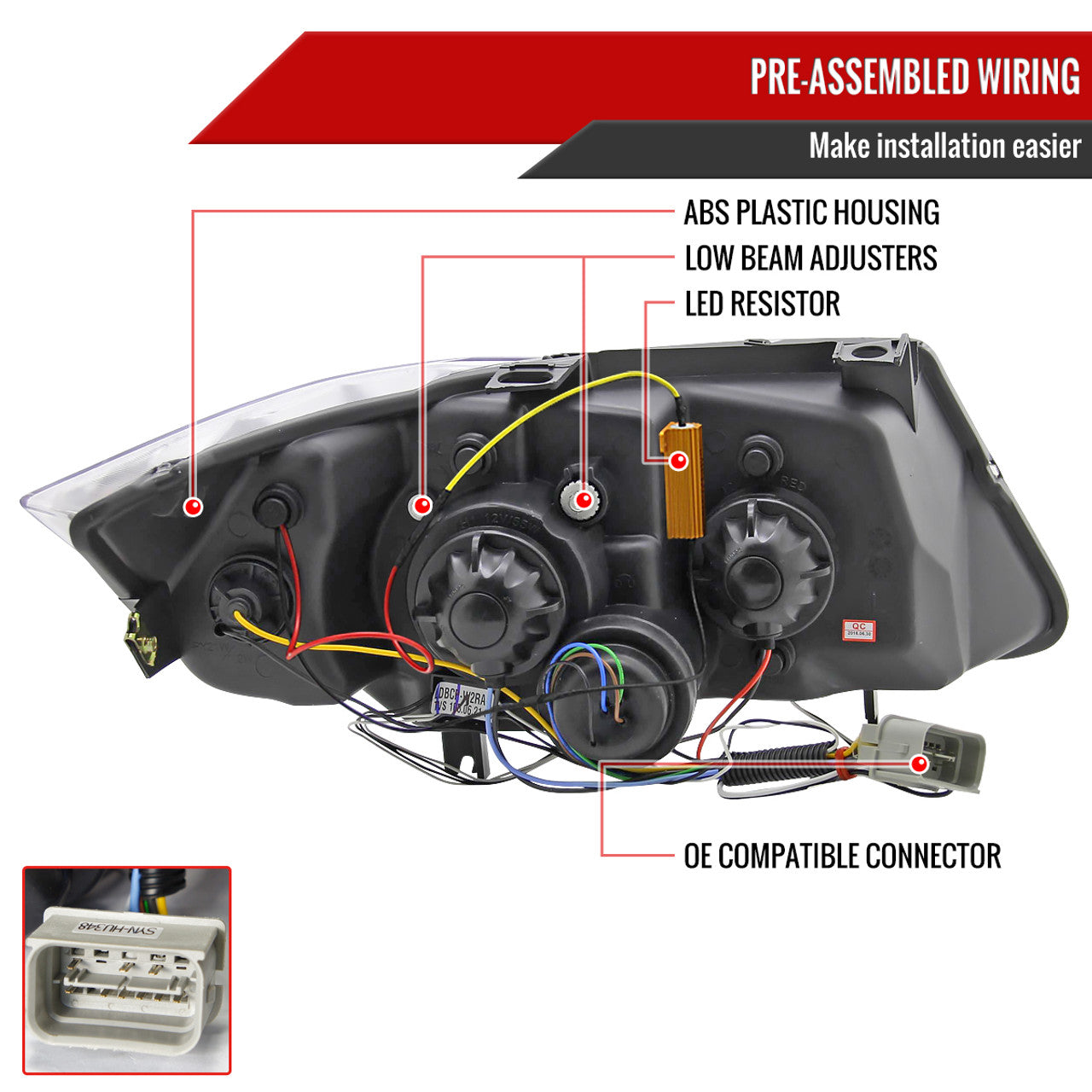 Spec-D 06-08 BMW 3 Series E90 Headlights Dual Halo V2 Black Smoked