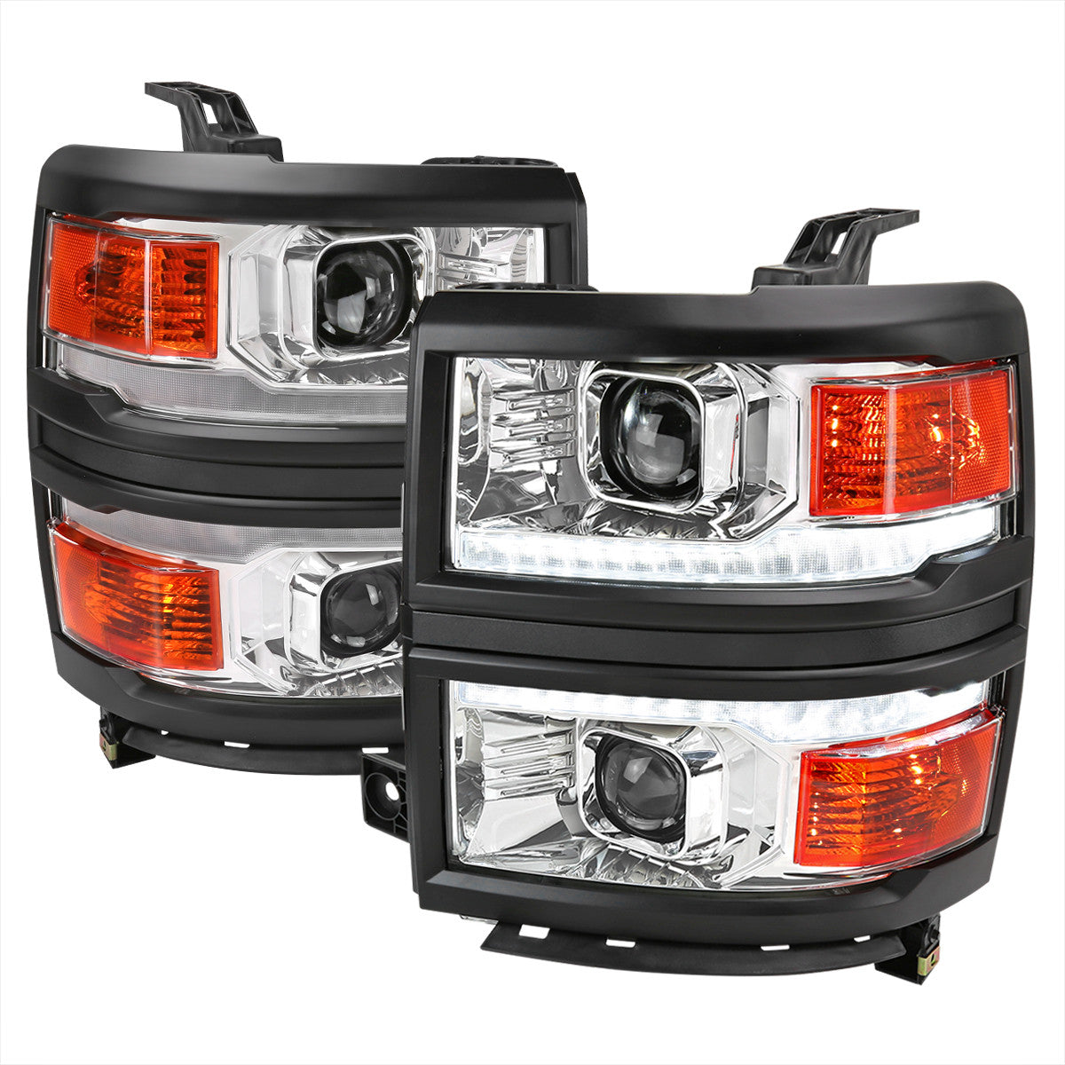 Spec-D 14-15 Silverado 1500 Pro Headlights SEQ LED Black