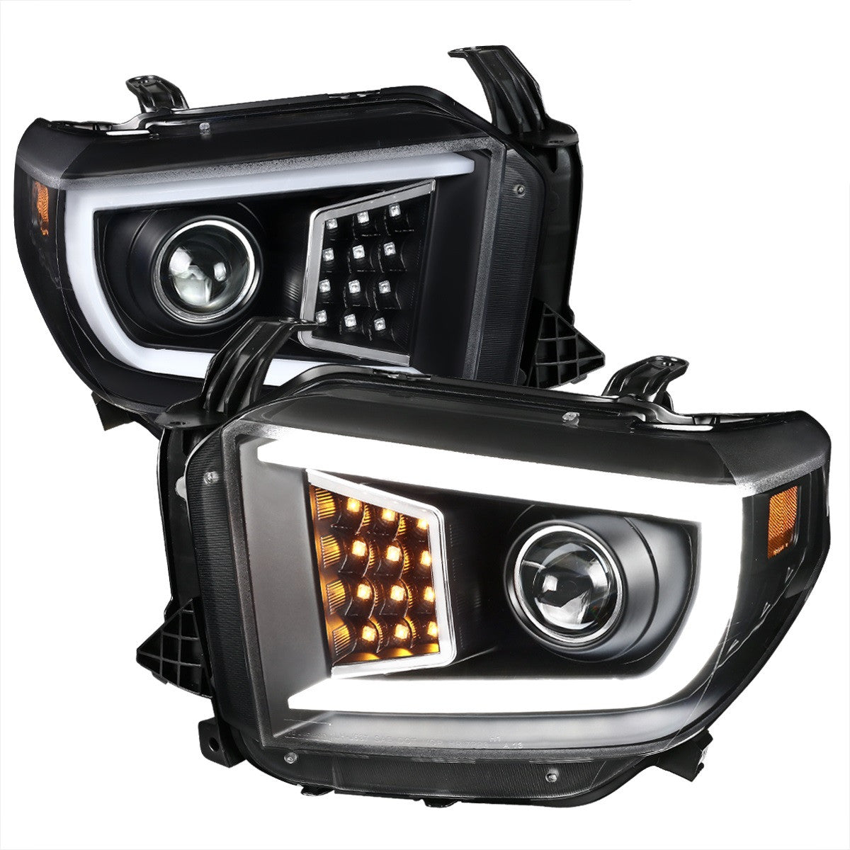 Spec-D 14-21 Tundra Projector Headlights SEQ LED Signal Black