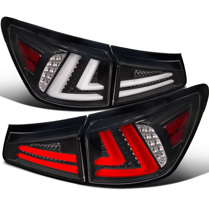 Spec-D 06-13 Lexus IS250 IS350 Tail Lights LED Matte Black/Clear