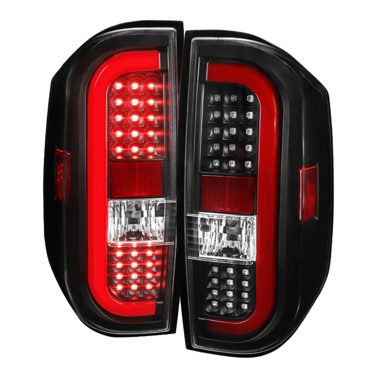 Spec-D 14-18 Toyota Tundra Red Bar LED Tail Light- Black Clear Lens