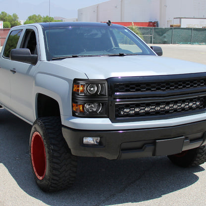 Spec-D 14-15 Silverado 1500 Projector Headlights Black/Clear