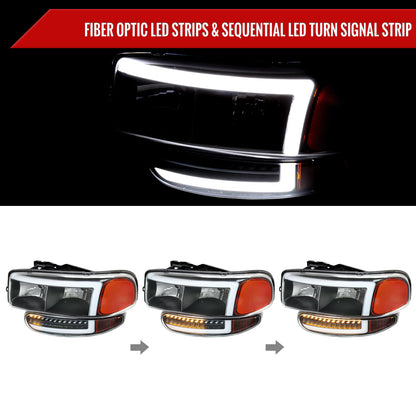 Spec-D 99-06 GMC Sierra Denali /00-06 Yukon OEM Bumper Lights Black