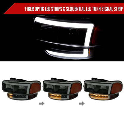 Spec-D 99-06 GMC Sierra Denali Yukon/XL SEQ Bumper Lights Black/Smoked