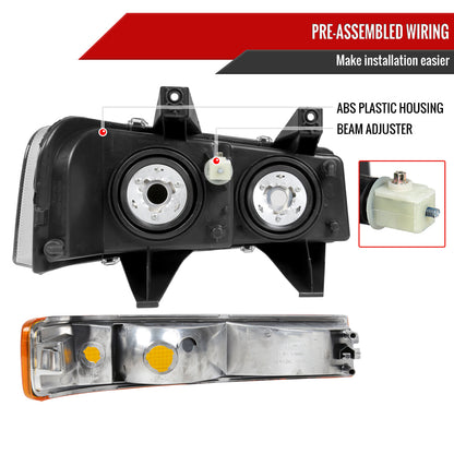 Spec-D 03-23 Express Savana Headlights OEM Style Amber Bumper