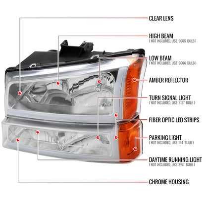 Spec-D 03-07 Silverado/02-06 Avalanche Bar OE Style Headlights