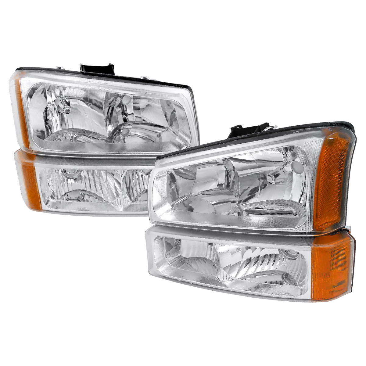 Spec-D 02-06 Silverado/Avalanche Headlights w/ Bumper Lights Chrome.