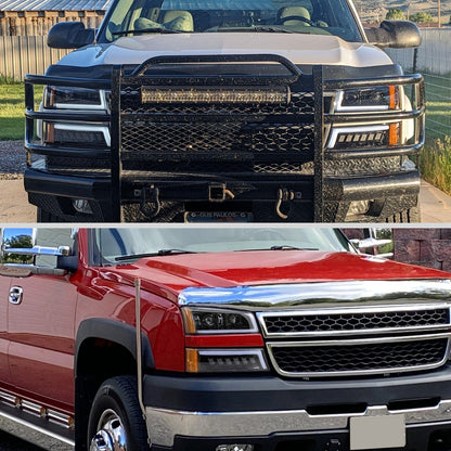 Spec-D 03-06 Chevy Silverado GMC Sierra Headlights Halo Black/Smoked
