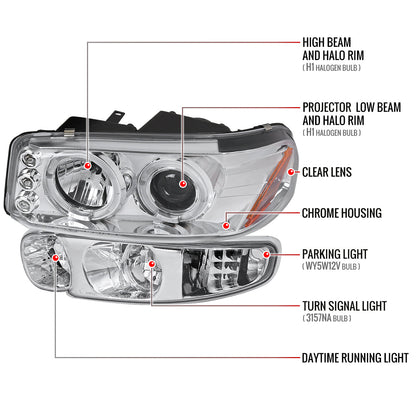 Spec-D 01-06 GMC Yukon/XL Denali/02-06 GMC Sierra Halo Bumper Lights