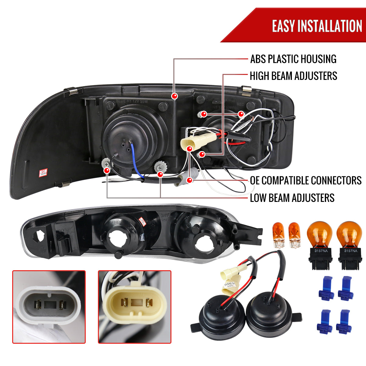 Spec-D 01-06 GMC Yukon/XL Denali/02-06 GMC Sierra Bumper Lights Black