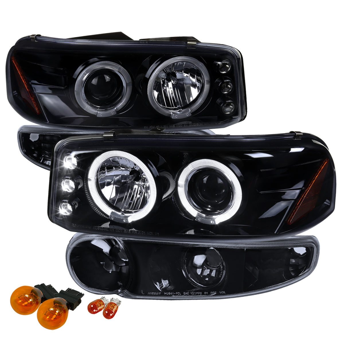 Spec-D 01-06 GMC Yukon Denali 02-06 Sierra Halo Bumper Lights Black