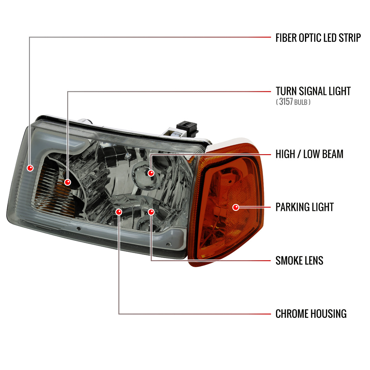 Spec-D 01-11 Ranger Bar OE Style/Amber Corner Lamp /Smoked Headlights