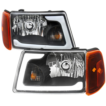 Spec-D 01-11 Ford Ranger Headlights LED Bar OEM Style G3 Black/Clear