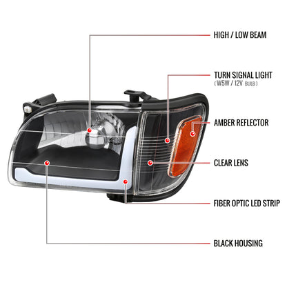 Spec-D 01-04 Tacoma Bar OE Style Corner Lamps and Headlights Black