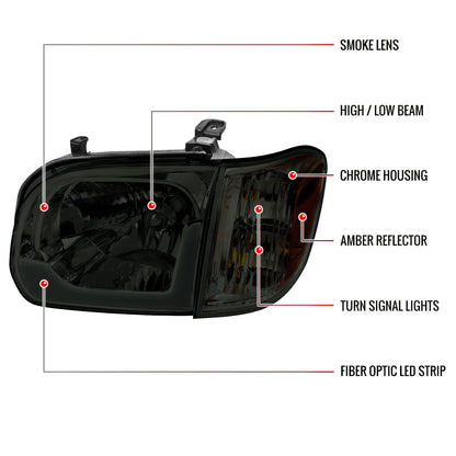 Spec-D 05-06 Tundra 05-07 Sequoia LED Bar Headlights Chrome/Smoked