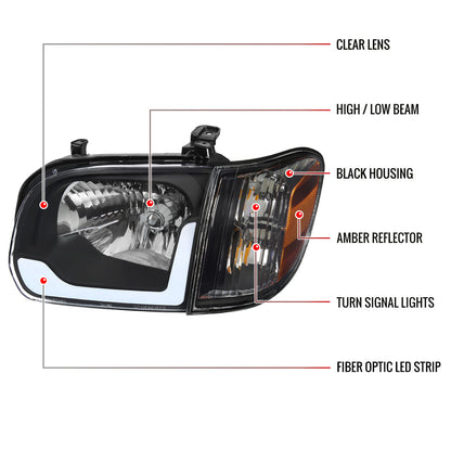 Spec-D 05-06 Tundra/05-07 Sequoia Headlights OEM style Black/Amber