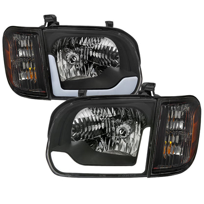 Spec-D 05-06 Tundra/05-07 Sequoia Headlights OEM style Black/Amber