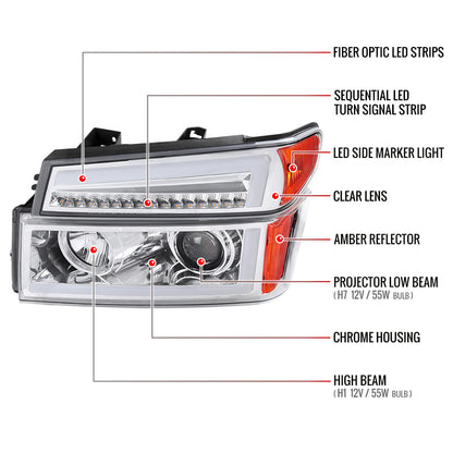 Spec-D 04-12 Colorado/GMC Canyon SEQ Pro Headlights Assembly Chrome