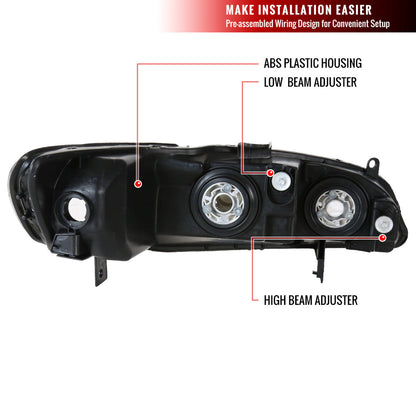 Spec-D 98-02 Honda Accord Headlights Crystal Matte Black/Clear