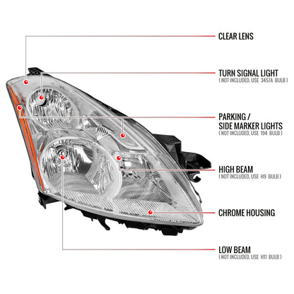 Spec-D 10-12 Nissan Altima Passenger Headlight OEM Chrome Replacement