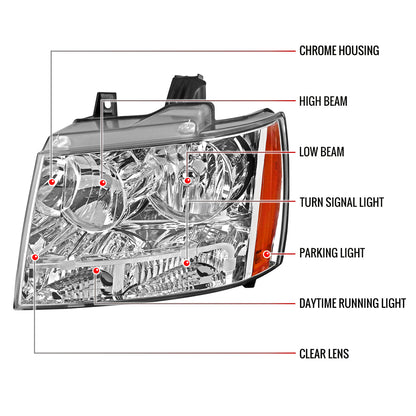Spec-D 07-14 Chevy Avalanche/Tahoe/Suburban Headlights OE Style Chrome