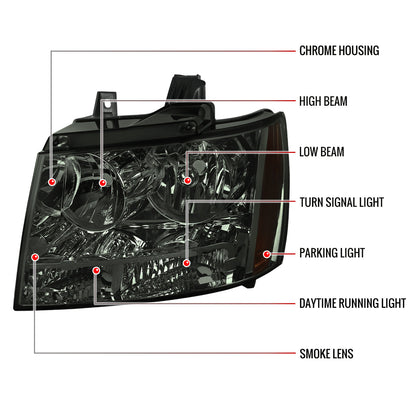 Spec-D 07-14 Avalanche/Tahoe/Suburban OE Style Smoked Headlights