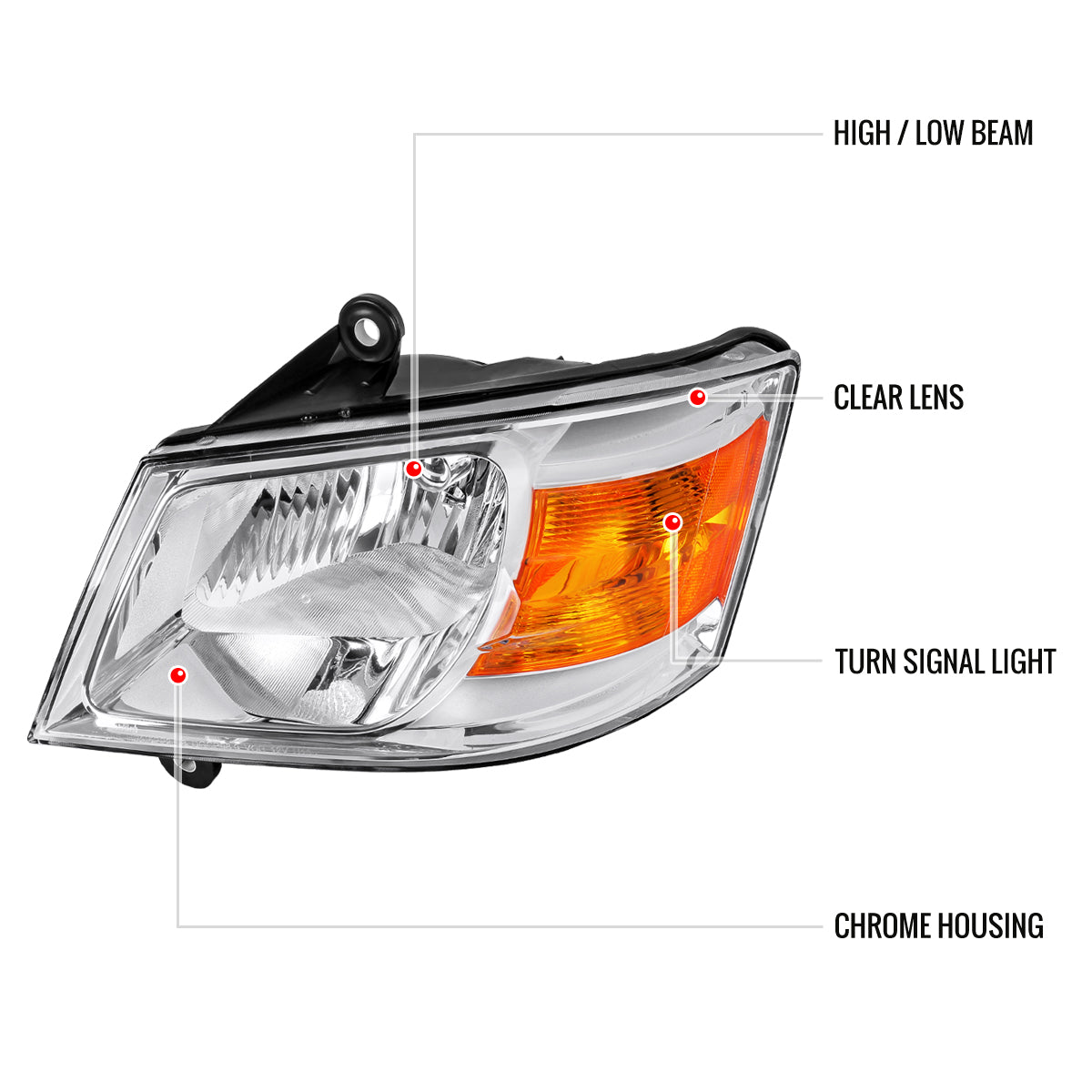 Spec-D 08-10 Dodge Grand Caravan Headlights OEM Style Chrome/Clear