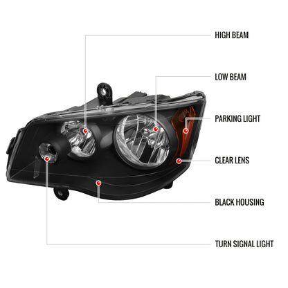 Spec-D 08-18 Grand Caravan Chrysler Town Country Headlights Black