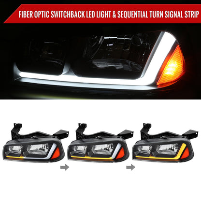 Spec-D 06-10 Dodge Charger Headlights Sequetial OEM Style Black