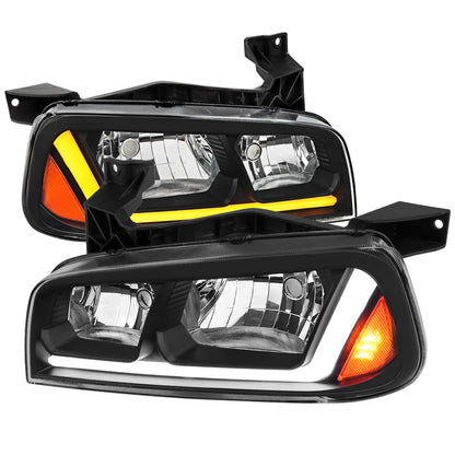 Spec-D 06-10 Dodge Charger Headlights Sequetial OEM Style Black