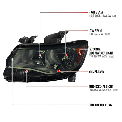 Spec-D 15-22 Chevy Colorado Headlights OEM Style Black/Smoked Lens