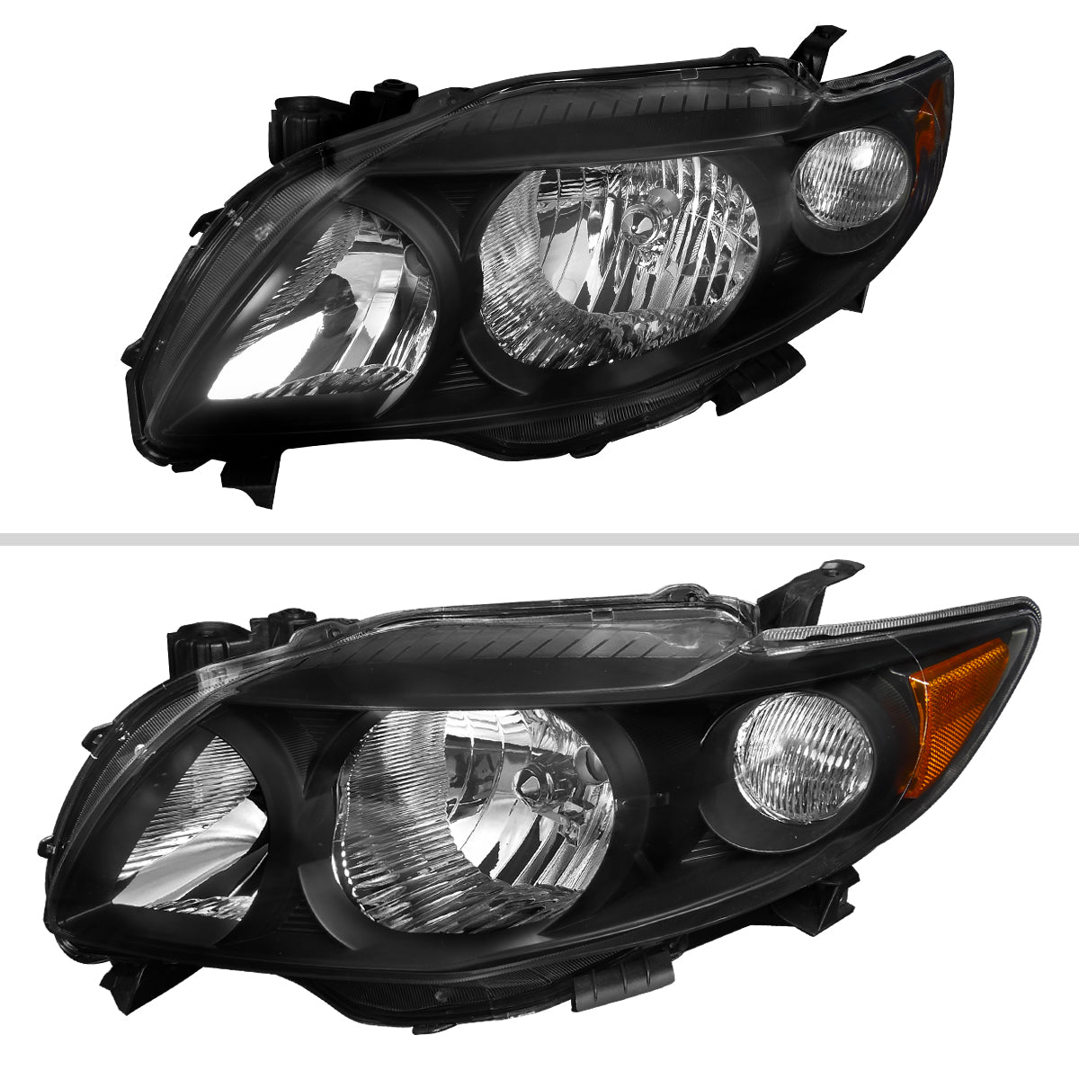 Spec-D 09-10 Corolla Headlights OEM Style Amber Reflectors Black