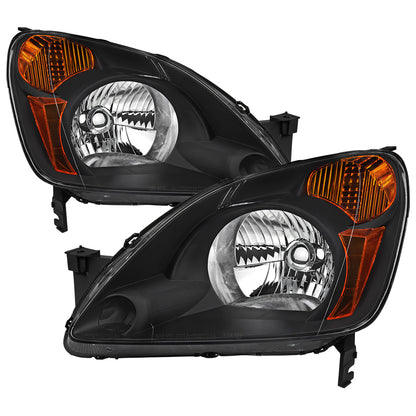 Spec-D 02-04 Honda CR-V Headlights OEM Style Black Amber