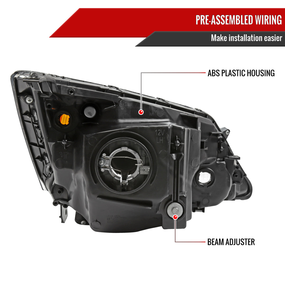 Spec-D 07-11 Honda CR-V Headlights OEM Style Matte Black/Clear