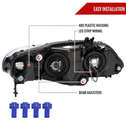 Spec-D 06-11 Honda Civic 4DR Headlights OEM Style Strip Smoked